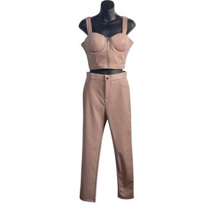 Story On 2 Pieces Faux Leather tank Top And Pants Grove Pink Size S NWOT